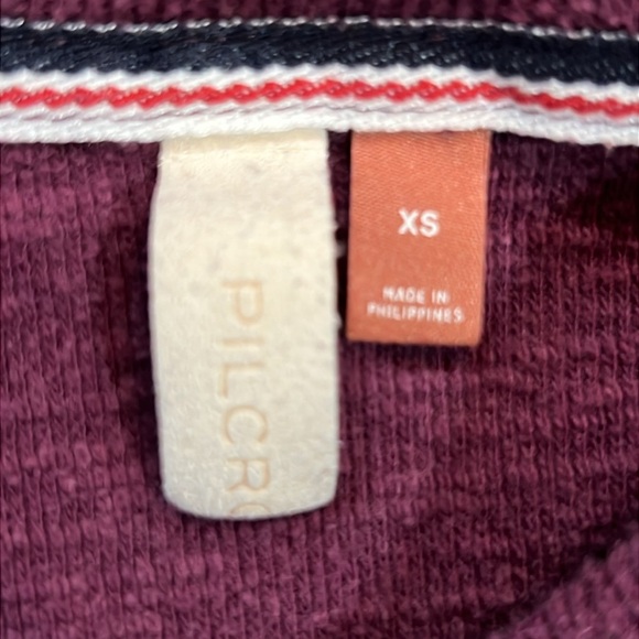 Anthropologie Pilcro Ruffle Sweater XS Purple Boho Heathered Stretch Curved Hem - Picture 7 of 9